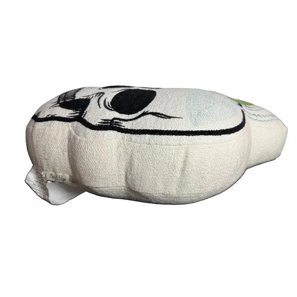 Mary & Edgar Embroidered Skull Margarita Pillow White NWOT Thread Defect